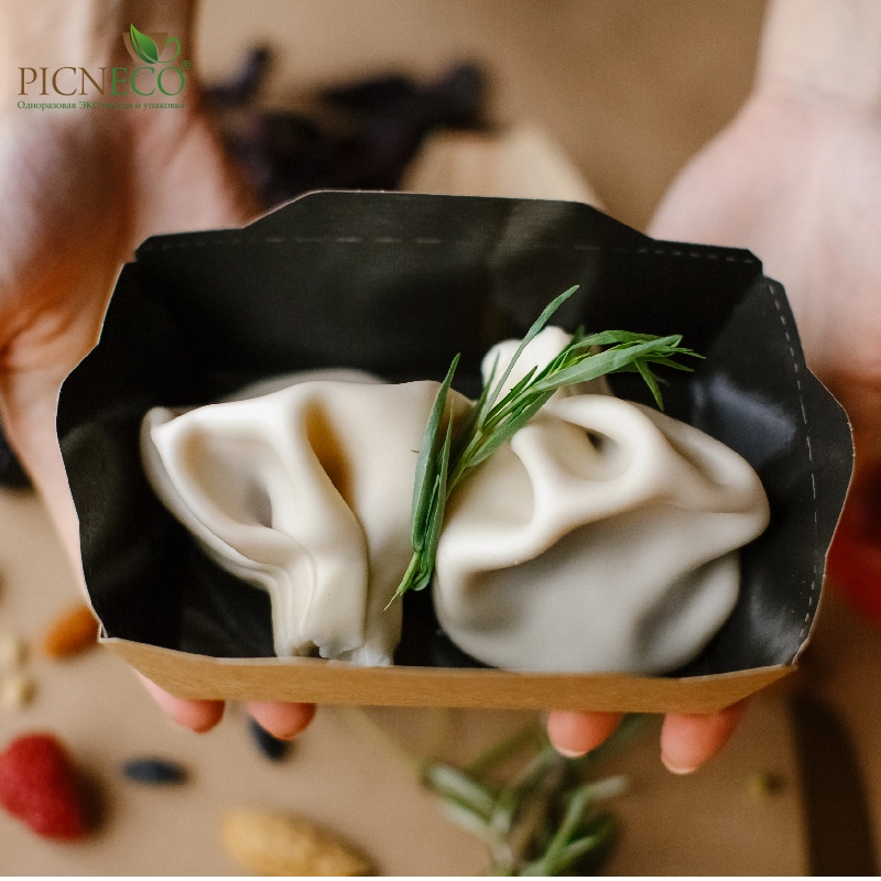 товар Контейнер бумажный с крышкой, 400мл, 140*100*45 мм, черный BK140C